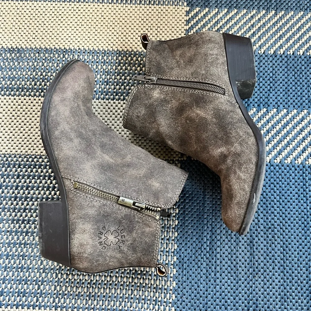 Lucky Brand Girls' Gray Suede-Look Ankle Boots